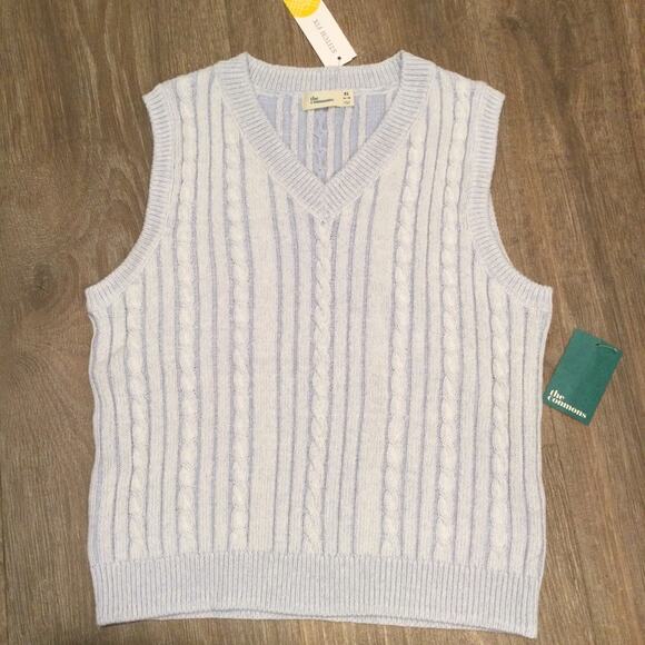 The Commons Boxy Cabled knit sweater vest XL 16-18 light blue - Picture 1 of 5
